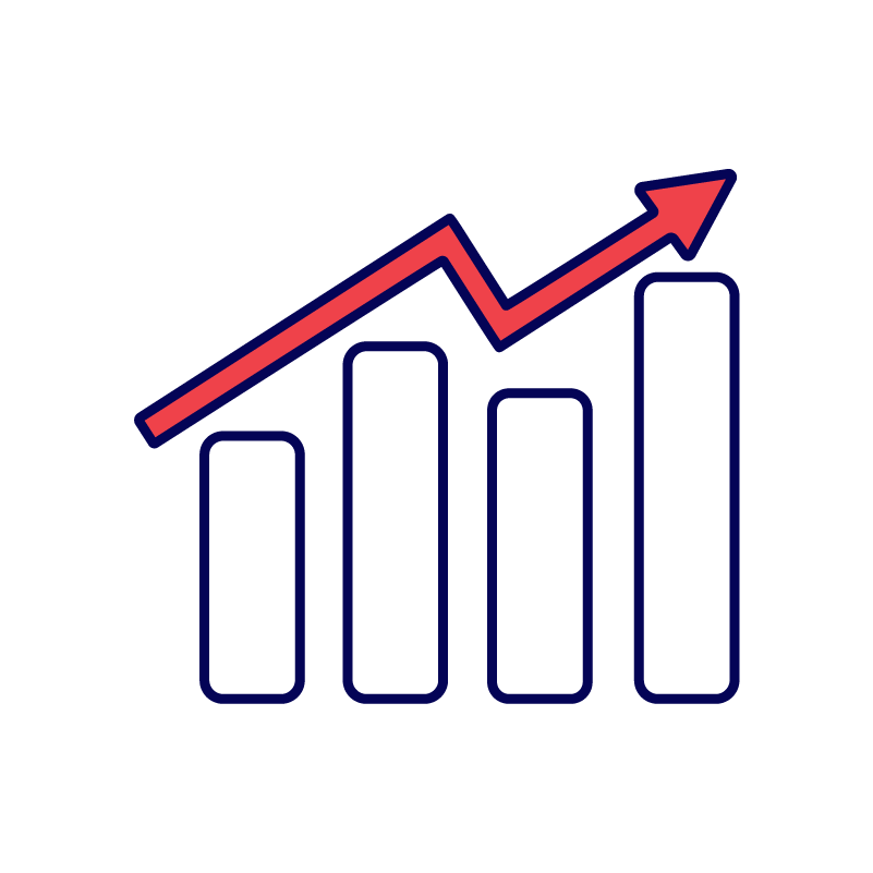 Graph of data trending up icon